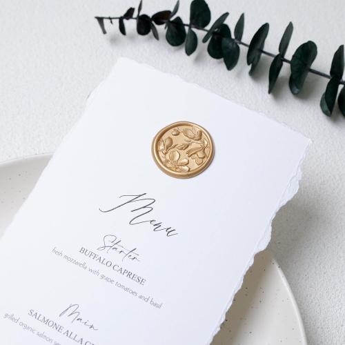 UNIQOOO Wax Seal Stickers - 3D Magnolia Wedding Invitation Envelope Botanical Seal Stickers, 50 Pcs Self- Adhesive Light Gold Stickers, Perfect for Invitation, Christmas, Gift Wrapping, Party