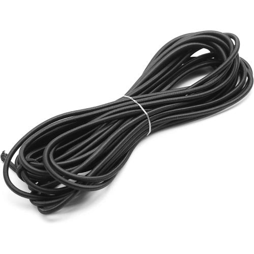 Baiann 3/16 Inch Elastic Cord Shock Marine Grade Black 30FT Bungee Stretch for DIY Projects, Tie Downs - UV and Weather Resistant, Long-Lasting Stretch Round Elastic String