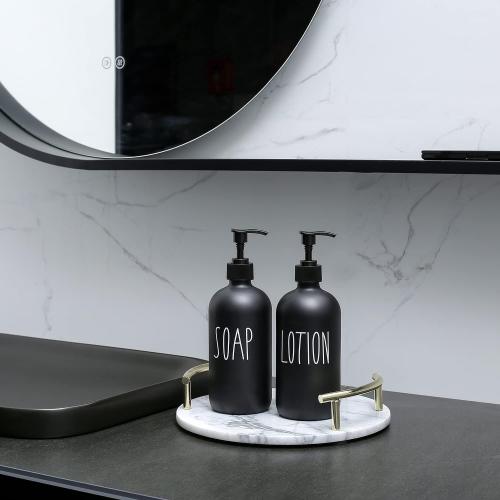 MOMEEMO Matte Black Soap Dispenser Bathroom Set, Contains Lotion and Hand Soap Dispenser, Suitable for Bathroom Decor Farmhouse Style. (Black)