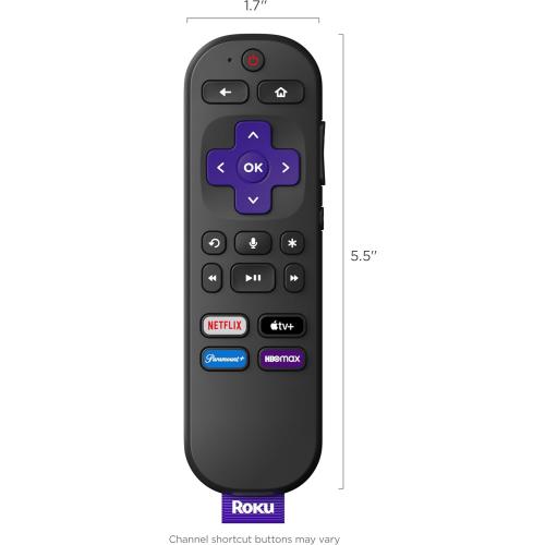 Roku Voice Remote | Replacement TV Remote Control with Voice Control, Simple Setup, & Pre-Set App Shortcuts - Compatible with Roku TV, Players, & Audio Devices