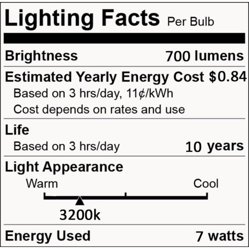 12V Low Voltage LED Light Bulbs - Warm White 7W(Only for 12V), Pack of 2