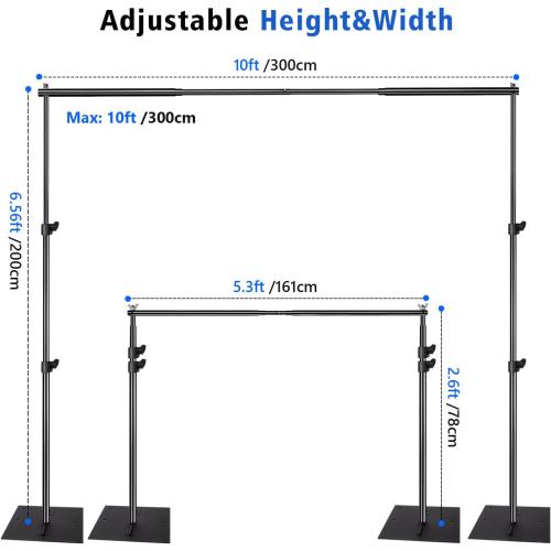 Pipe and Drape Photography Backdrop Stand Kit Adjustable Photo Background Stand 10ft x 6.5ft with Metal Base for Parties Weddings Birthday Party Events Photo Booth