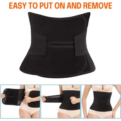 SMALL Postpartum Belly Band,C Section Belly Binder,Abdominal Binder Post Surgery Girdle,Tummy Tuck Compression Wrap Waist Trainer Black