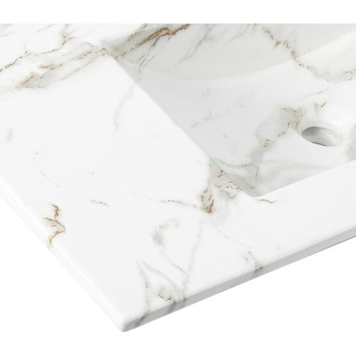 JONATHAN Y SNK1003C Ancillary 3-Hole 36 in. W x 18.25 in. D Classic Contemporary Rectangular Ceramic Single Sink Basin Vanity Top, White Marble Effect