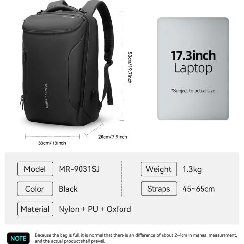 MARK RYDEN Business Backpack for Men, Waterproof High Tech Backpack with Sport Car Shape Design and USB Charging Port, Travel Laptop Backpack Fits 17.3 Inch Notebook