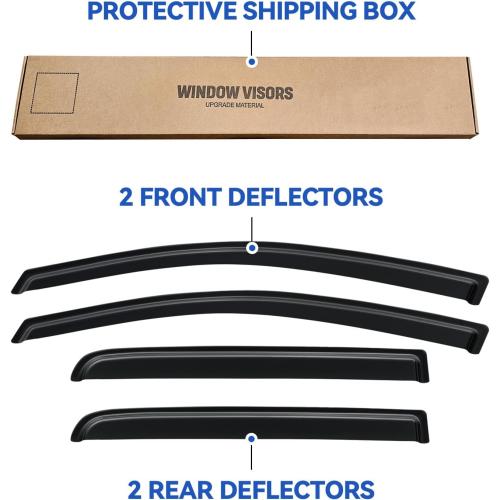 Window Visors Rain Guards Shield for 2004-2015 Nissan Titan Crew Cab, Out-Channel Window Vent Wind Deflectors Visors Shades for 04-15 Nissan Titan Crew