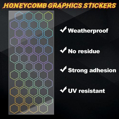 48 Grids Honeycomb Hexagon Pattern Car Vinyl Stickers Racing Sports DIY Decal Self-Adhesive Auto Side Door Stickers Car Exterior Decoration Accessories (Holographic Laser, 33.46 x 78.74)