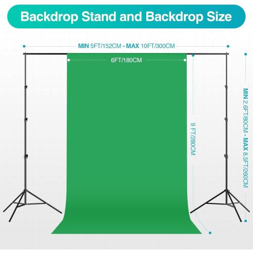 EMART 8.5 x 10 ft Backdrop Support System, Professional Photography Lighting Kit with 5500K 50W LED, 6 * 9ft Backdrop *3, Reflector,Umbrellas&Softbox Lighting Kit for Studio, Portrait, Video Shooting