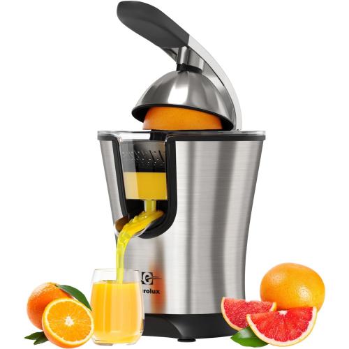 Eurolux Premium Electric Orange Juicer | Stainless Steel Citrus Squeezer With New Ultra-Powerful Motor and Soft Grip Handle for Effortless Juicing, Auto Shutoff, Dishwasher-safe Parts, Pulp Control
