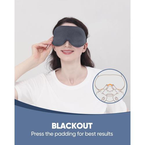 MZOO Luxury Sleep Eye Mask for Side Sleeper Men Women, Zero Eye Pressure 3D Sleeping Mask, Light Blocking Patented Design Night Blindfold, Soft Eye Shade Cover for Travel, Grey