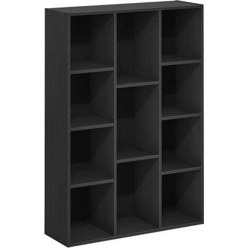 Furinno LUDER Book Shelf, 11-Cube Bookshelf, Reversible Bookcase, 9.4 x 29.1 x 41.7, Easy Assembly, for Living Room, Bedroom, Home Office, Blackwood