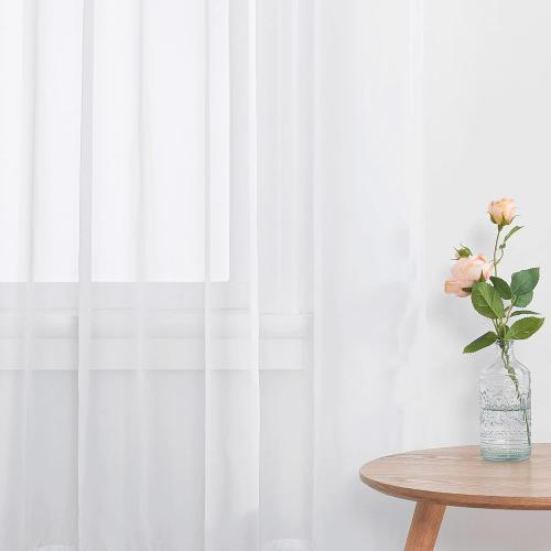 NICETOWN White Sheer Curtains 63 inch Length for Bedroom, Rod Pocket Translucent Voile Sheer Airy & Breathable Curtain Panels for Flat/Apartment, 2 Pieces, 60 W