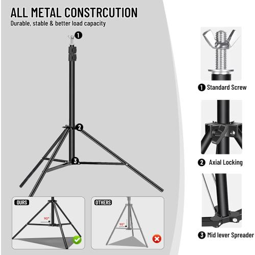 BEIYANG 8.5X10 FT Photo Background Stand with 10X12 FT Black Backdrop Screen, Adjustable Background Holder Support System Kit for Photography Video, Parties Decoration with Carry Bag & Clamps
