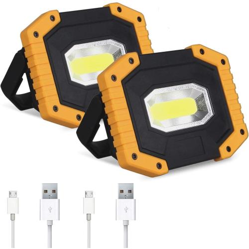 Black and Orange W840 Rechargeable LED Work Light 2 Pack, COB 30W 1500LM Portable LED Work Lighting Battery Work Light Cordless Waterproof Work Lights for Outdoor Camping Hiking Emergency Car Repairing Job Site Lighting