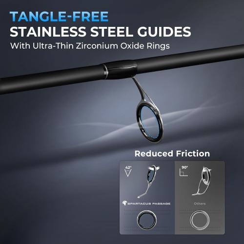KastKing Spartacus Passage Travel Fishing Rods, Portable 4-Piece Spinning & Casting Rods, Extra Twin-Tip, IM7 Graphite Blanks, Stainless Steel Guides with Zirconium Oxide Rings, EVA Handle