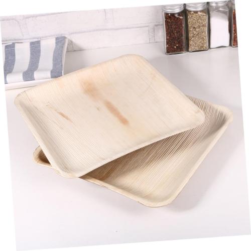 Palm Leaf Disposable Plates 5pcs 8-inch Square Biodegradable Party Wooden Cake Dessert Tableware Supplies for Catering and Events