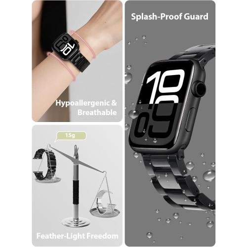 V.R.HOPE Resin Apple Watch Band for Women, Featherlight, Black