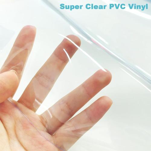 Clear Vinyl for Sewing, Clear PVC Vinyl Roll Waterproof Transparent Fabric for Bags, Hair Bows, Cosmetic Pouches, DIY Crafts