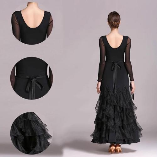 Size XL Color Black Dance and Sway waltz Dance Performance Dresses Breathable Tango Ballroom Competition Dancewear Foxtrot Flamenco Dance Clothes