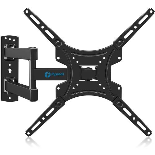 Black Full Motion TV Wall Mount Bracket Articulating Arms Swivels Tilts Extension for Most 26-55 Inch LED LCD Flat Curved Screen TVs, Max VESA 400x400mm up to 66lbs by Pipishell