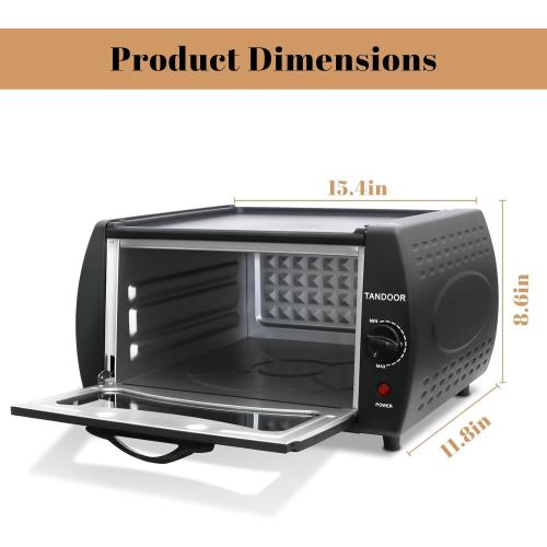 Tandoor Electric Oven: Make Authentic Indian Breads & Pizza at Home! Bake Naan, Roti, Manakish, Lahmacun & Tandoori Chicken. 2100W, 750°F, 15L Countertop Oven