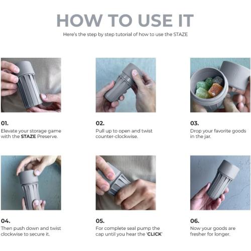 Staze Preserve Vacuum Sealed Storage Jars (148ml) | Food Storage Container with Protection - (CLOUD)