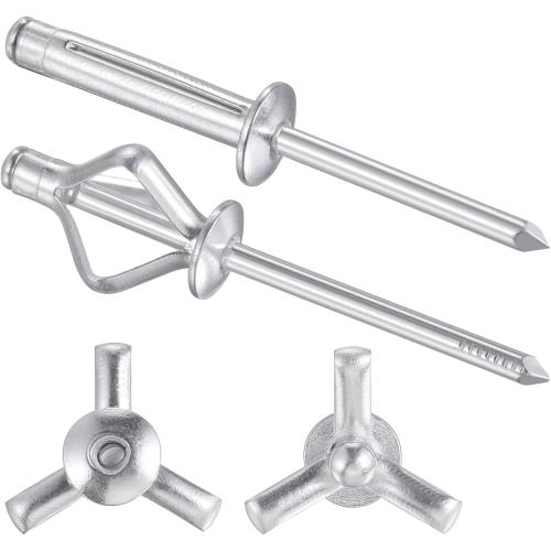 (180 pcs) Tri-Fold Rivets Assortment 5/32 * 1，Tri Grip Rivets，Aluminum Blind Rivets Tri Grip Boat Kayak Rivets,Trifold Rivets，Bulb Style Rivets