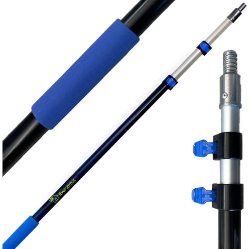 Size 5 to 12 EVERSPROUT Pro Pole, 5-to-12 Foot Heavy Duty Extension Pole (3-Stage), Lightweight Anodized Aluminum, Telescoping Pole - Fits Standard ACME Threaded Adaptor for Cleaning, Squeegee, Bulb Change & More