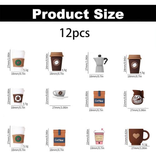 Coffee Cup Silicone Beads for Pen Making 8pcs 3D Cartoon Coffee Cup Charms with Heart & Star Design, DIY Craft Supplies for Bullet Journal Pens, Teacher Gifts, Office Stationery Accessories