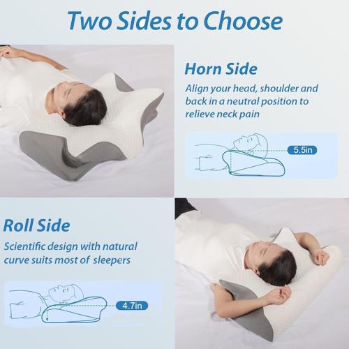 Color White Dreamers Relief Pillow, Neckhaven Pillow, Cervical Neck Pillow for Pain Relief & Sleeping, Ergonomic Contour for Side Sleepers, Necks and Shoulder Support