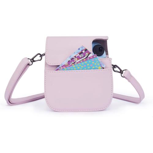 Phetium Instant mini 12 Camera Protective Case Compatible with Instax Mini 12 11,PU Leather Bag with Pocket and Adjustable Shoulder Strap (Blossom Pink)