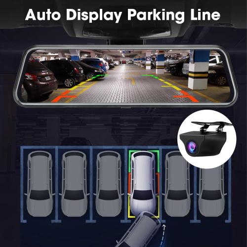 Upgraded 10'' Rear View Mirror Camera Mirror Dash Cam Front and Rear 1080P Backup Camera Full Touch Screen w Loop Recording, G-Sensor Night Vision 170° Wide Angle