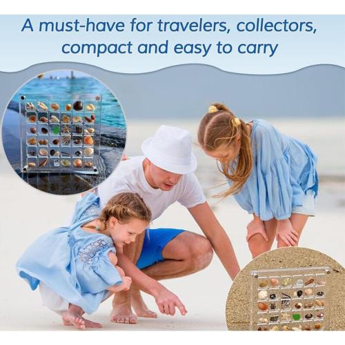 Artlunar 36 Grids Acrylic Display Box - Clear Shadow Box for Seashell, Rock, and Thimble Collection, Mini Trinket Shelf Organizer for Collectors