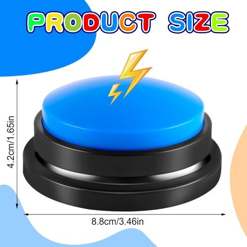 6 Pieces Recordable Answer Buzzers Button Answer Buzzers Game Show Buzzer Recordable Button Classroom Buzzers Perfect for Study Office Home and Pet Buttons Training Toy