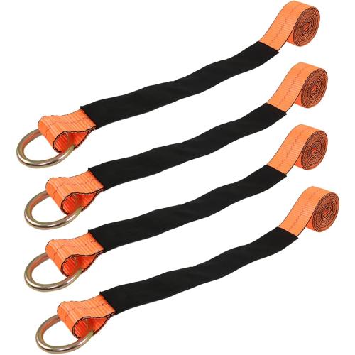 Silscvtt Pro Series Orange Lasso Style Car Tie Down with Snap Hooks 2 Inch x 96 Inch 4 PCS 3,300 lbs Safe Working Load