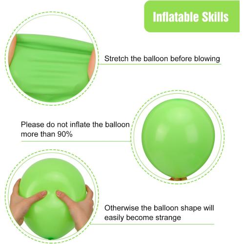 RUBFAC  Lime Green Balloons Different Sizes 18 12 10 5 Inch Light Fruit Neon Green Latex Balloon Garland Arch Kit for Birthday Party Dinosaur Jungle Baby Shower Decoration