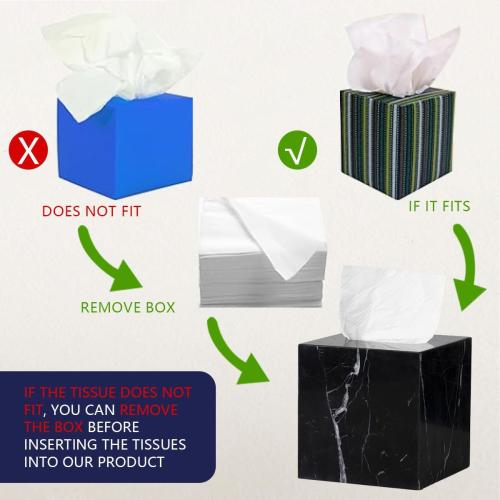 color gray Marble Tissue Box Cover, Square Heavy Duty Napkin Holder, Removable Tissue Box with Acrylic Board Bottom, Premium Napkin Holder for Bathroom, Living Room, Bedroom, Office, Toilet