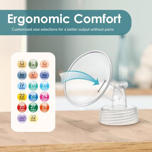 Maymom Wide Neck Pump Part Compatible wtih Spectra S1/S2 Pumps; Incl Wide Mouth Flange; Not Original Spectra Flange (17 mm Two Flanges)