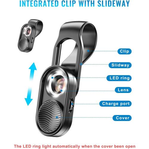 APEXEL Nano Zoom 100x Phone Micro Lens with LED Light for Smartphone - Pocket Microscope & Camera Lens Attachment