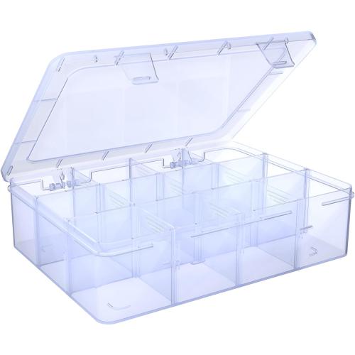 Plastic Organizer Tackle Box, 12 Grids Clear Bead Organizer Compartment Box with Removable Dividers for Snackle box,Parts, Earring Tool Fishing Hook Hair Accessories,8.8 L x 6.4 W x 2 H