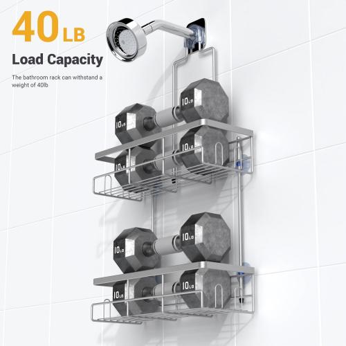 Shower Caddy Hanging Bathroom Organizer: Rustproof Shelf for Inside Shower - No Drilling Racks Over Showerhead - Bath Shelves for Shampoo Soap