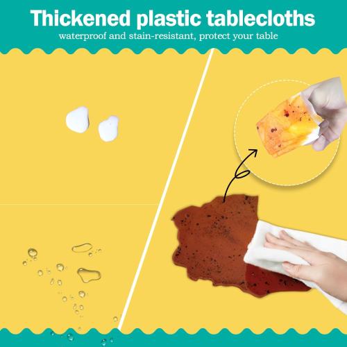 tujol Yellow 6 Pack Plastic Table Cloth 54 x 108, Disposable Tablecloths Rectangle Table Cover, Plastic Tablecloths for Parties