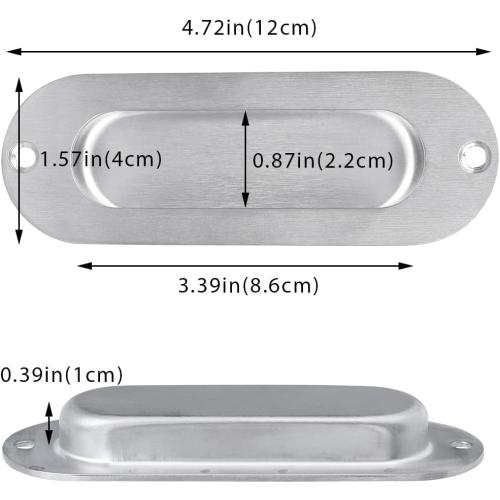 Evponk 2 Pcs Oval Sliding Door Pulls, Stainless Steel Recessed Flush Finger Pulls Hidden Concealed Pocket Door Pull Handle with Screws, 120 × 40 ×14mm