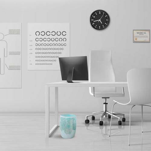 Modern Bathroom Trash Can Mosaic Glass 5L | 7 x 10 | Decorative Small Garbage Can | Luxury Waste Basket for Restroom, Office, Bedroom & Kitchen | Shiny Turquoise Green Bathroom Accessories