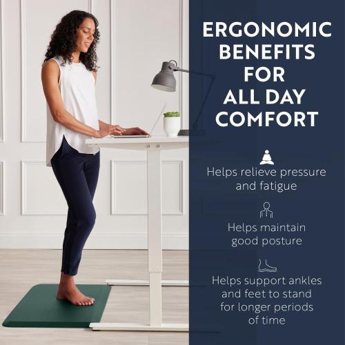 KANGAROO Anti Fatigue Mats for Kitchen Floor, Reduce Foot, Knee Pressure, 3/4 Inch Thick Cushioned Ergonomic Mat, Waterproof Comfort Rug for Under Sinks, Standing Desk, Stores, 17x24, Hunter Green