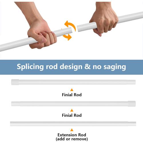 2 Pack White Curtain Rods for Windows 48 to 84 inch, Heavy Duty Adjustable Window Curtain Rod for Living Room, 5/8 inch Diameter Metal Standard Drapery Rod Set with Bracket, Easy Install - White