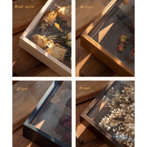 JOSON Wooden Dried Flower Photo Frame Dried Flower Display Stand Decorative Floating Photo Frame（8 * 10''-primary color