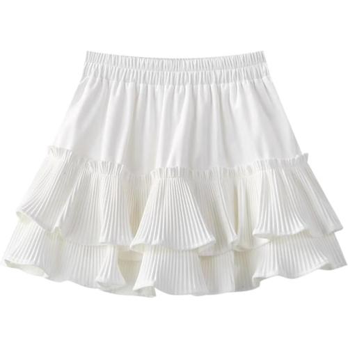 Small CHONG FENG XIA Women's Woolen Pleated Skirt, High-Waisted, A-Line, Slim Fit, Winter