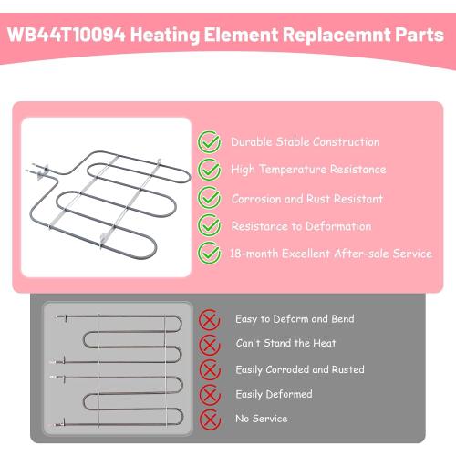 LXun Upgrade WB44T10094 Oven Heating Element Compatible with GE Range Stove Oven Parts, WB44T10094 Broil Element Part Replaces PS2359892 AH2359892 1536684 EAP2359892 AP4412352