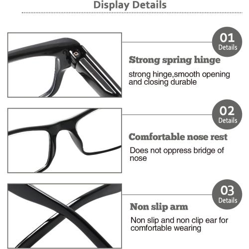 BIENCOOL 6 Pack Reading Glasses Traditional Frames for Men and Women Readers with Spring Loaded Hinges